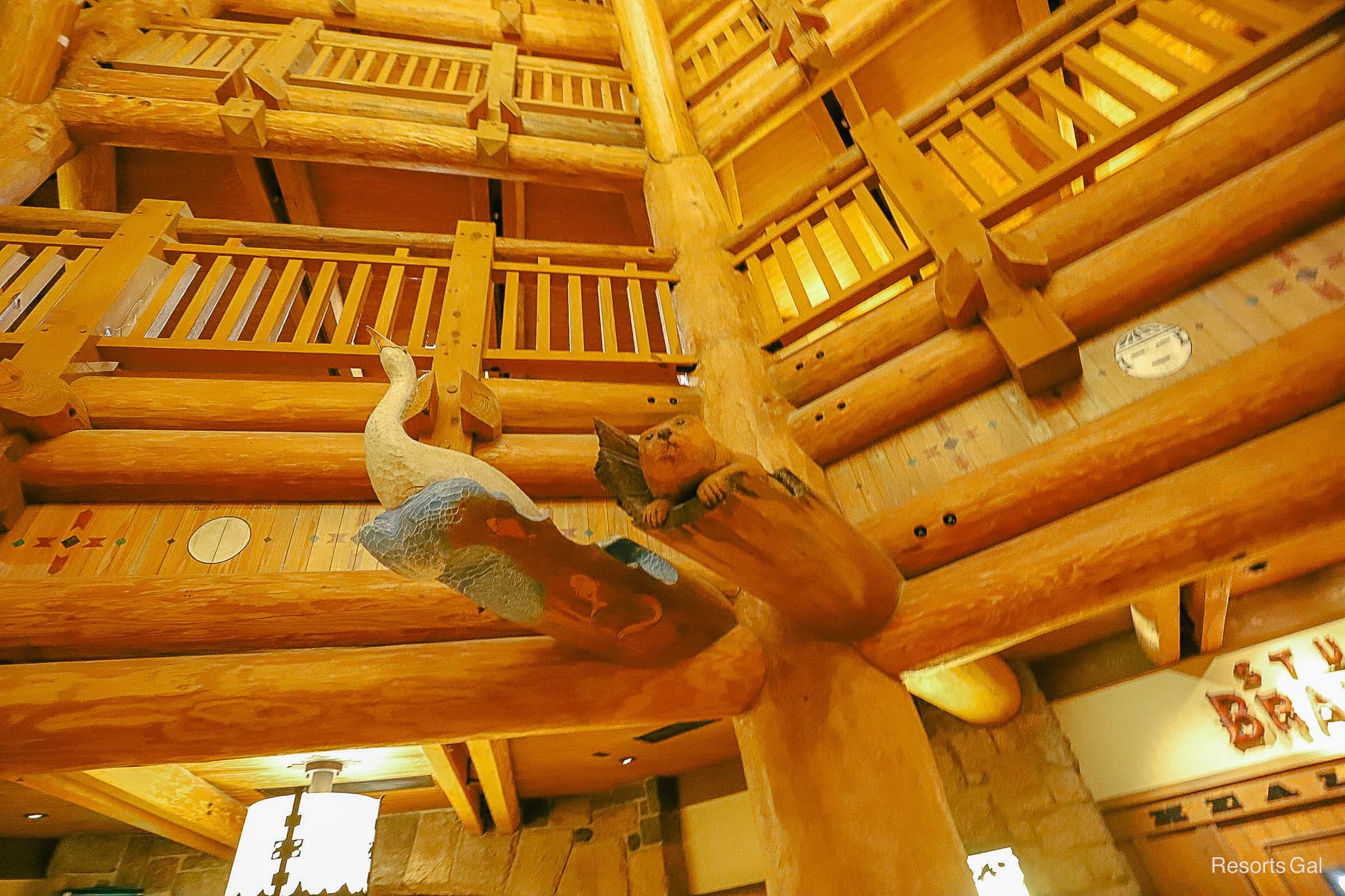 wood carvings in the lobby 