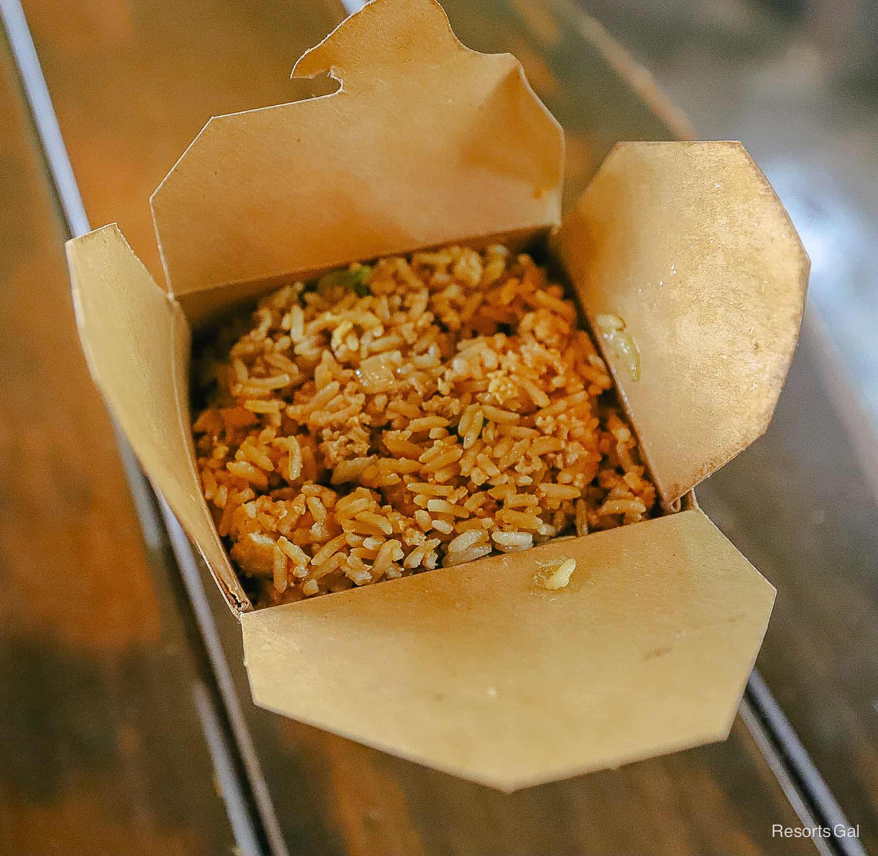 a closeup of the chicken fried rice 